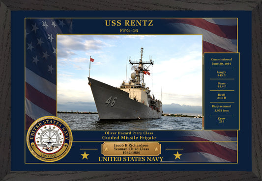 USS Rentz FFG-46 Framed Patriotic Photo
