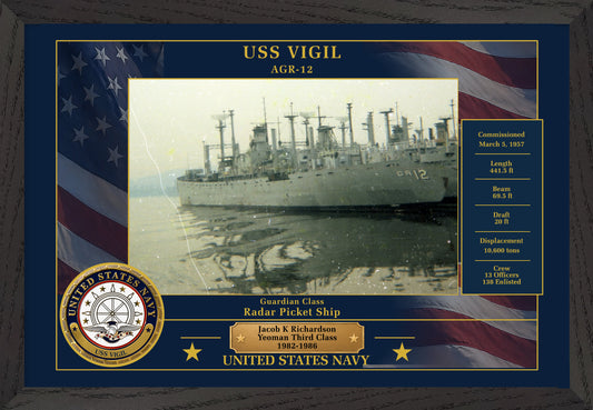 USS Vigil AGR-12 Framed Patriotic Photo