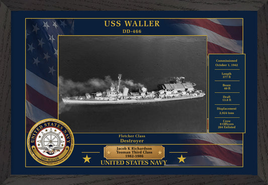 USS Waller DD-466 Framed Patriotic Photo