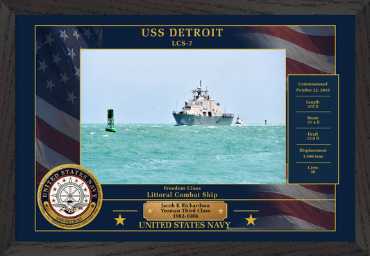 USS Detroit LCS-7 Framed Patriotic Photo