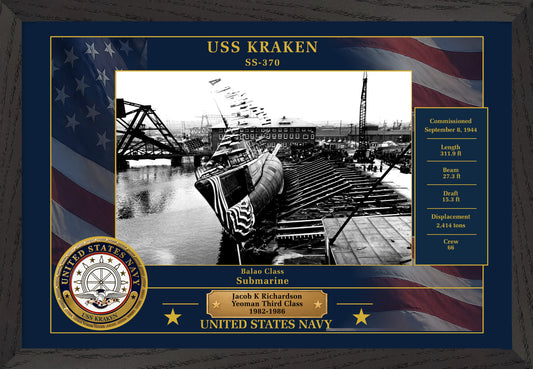 USS Kraken SS-370 Framed Patriotic Photo