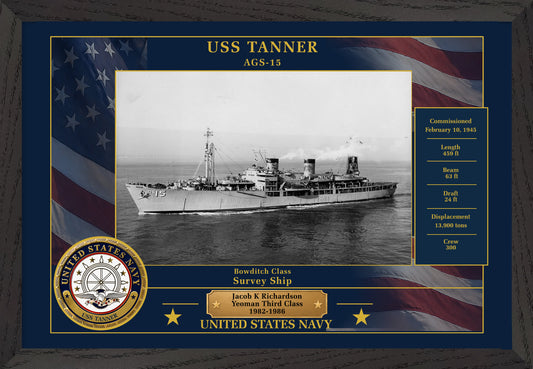 USS Tanner AGS-15 Framed Patriotic Photo