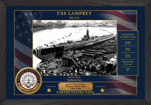 USS Lamprey SS-372 Framed Patriotic Photo