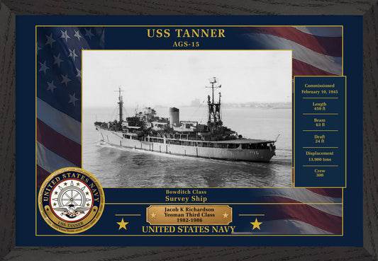USS Tanner AGS-15 Framed Patriotic Photo