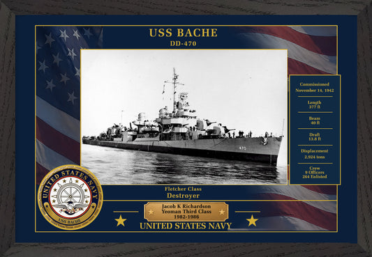 USS Bache DD-470 Framed Patriotic Photo