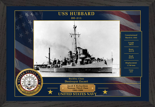 USS Hubbard DE-211 Framed Patriotic Photo