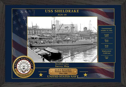 USS Sheldrake AGS-19 Framed Patriotic Photo