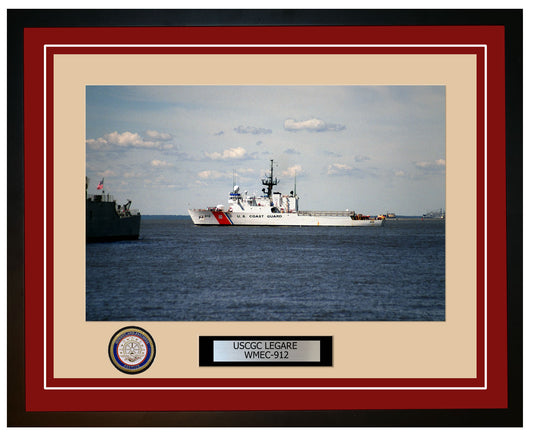 USCGC LEGARE WMEC 912 Framed Coast Guard Ship Photo Burgundy 55WMEC912