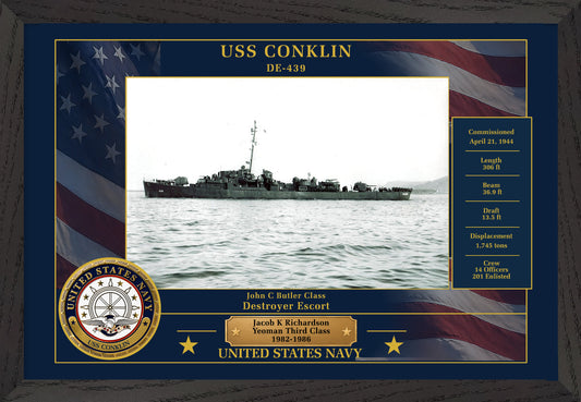 USS Conklin DE-439 Framed Patriotic Photo
