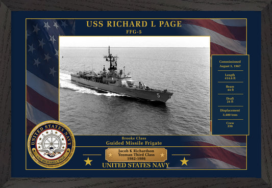 USS Richard L Page FFG-5 Framed Patriotic Photo