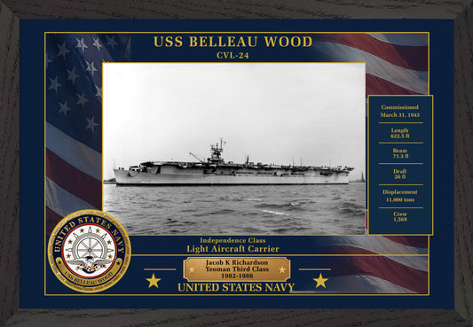 USS Belleau Wood CVL-24 Framed Patriotic Photo