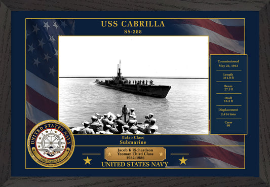 USS Cabrilla SS-288 Framed Patriotic Photo