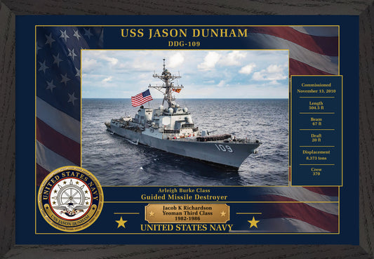 USS Jason Dunham DDG-109 Framed Patriotic Photo