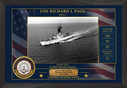 USS Richard L Page FFG-5 Framed Patriotic Photo