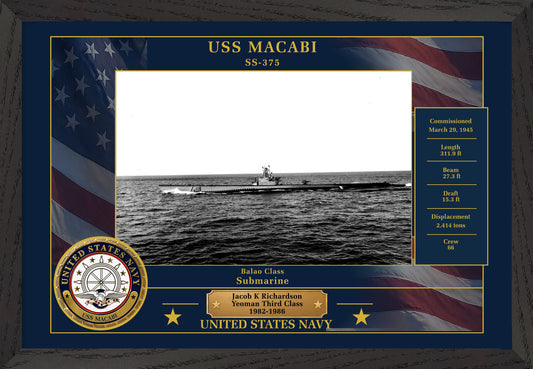 USS Macabi SS-375 Framed Patriotic Photo