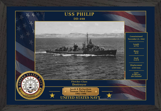 USS Philip DD-498 Framed Patriotic Photo