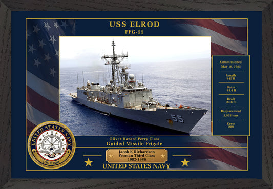 USS Elrod FFG-55 Framed Patriotic Photo