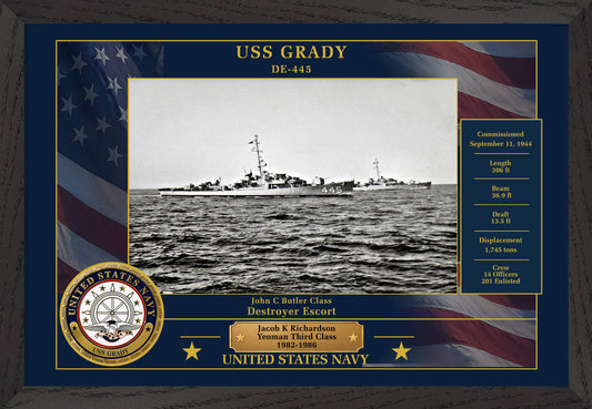 USS Grady DE-445 Framed Patriotic Photo