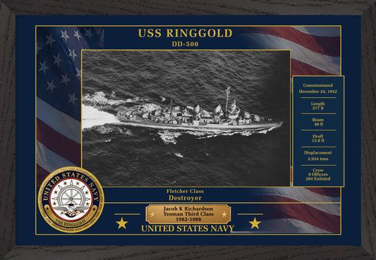 USS Ringgold DD-500 Framed Patriotic Photo