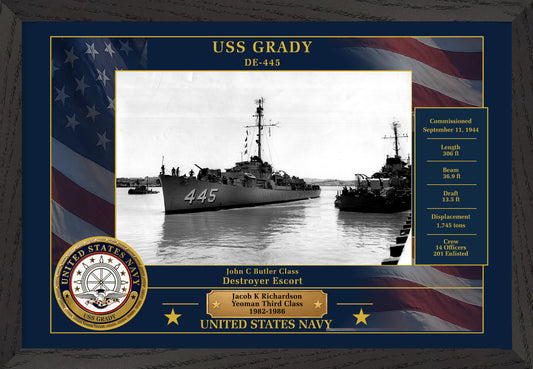 USS Grady DE-445 Framed Patriotic Photo