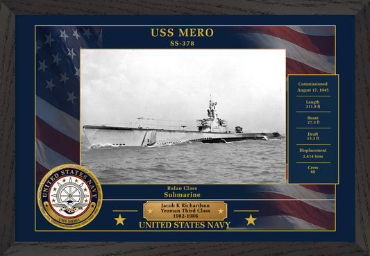USS Mero SS-378 Framed Patriotic Photo