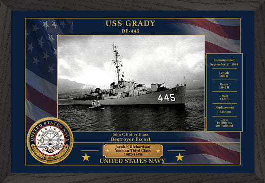 USS Grady DE-445 Framed Patriotic Photo