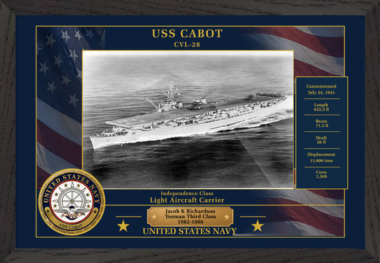USS Cabot CVL-28 Framed Patriotic Photo