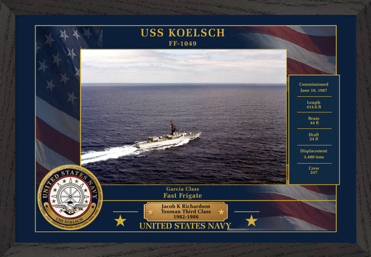 USS Koelsch FF-1049 Framed Patriotic Photo