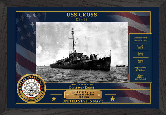 USS Cross DE-448 Framed Patriotic Photo