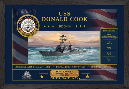 USS Donald Cook DDG-75 Framed Patriotic Art