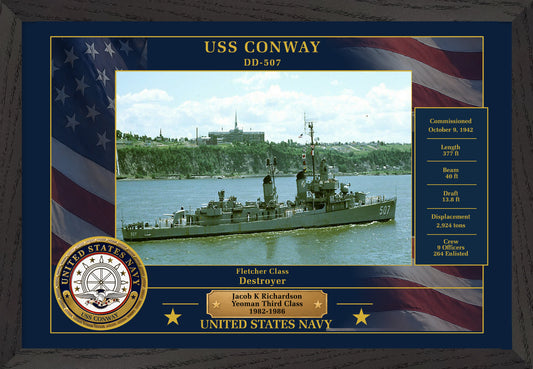 USS Conway DD-507 Framed Patriotic Photo