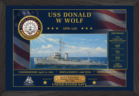 USS Donald W Wolf APD-129 Framed Patriotic Art
