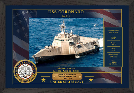 USS Coronado LCS-4 Framed Patriotic Photo