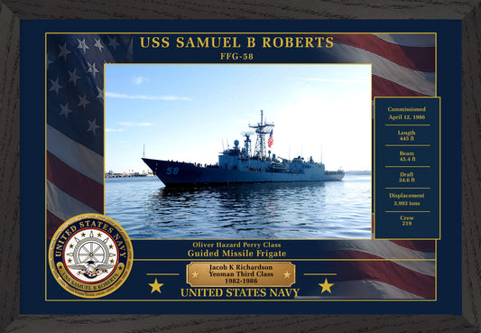 USS Samuel B Roberts FFG-58 Framed Patriotic Photo