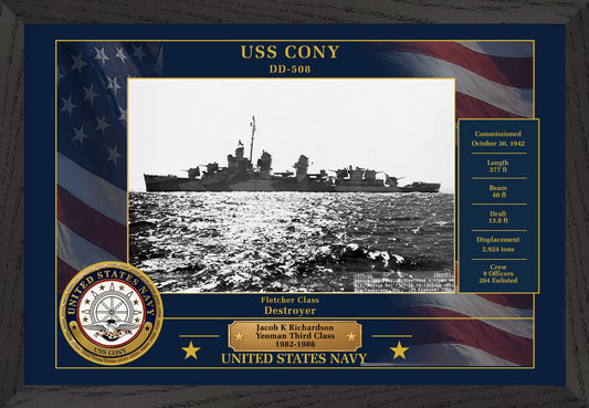 USS Cony DD-508 Framed Patriotic Photo