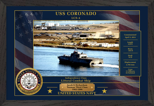 USS Coronado LCS-4 Framed Patriotic Photo