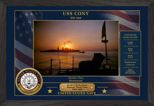 USS Cony DD-508 Framed Patriotic Photo