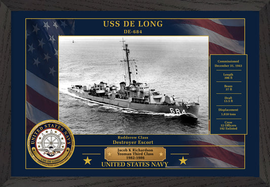 USS De Long DE-684 Framed Patriotic Photo