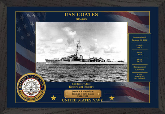 USS Coates DE-685 Framed Patriotic Photo