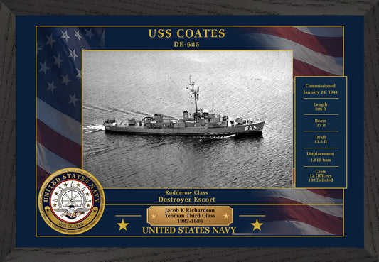 USS Coates DE-685 Framed Patriotic Photo