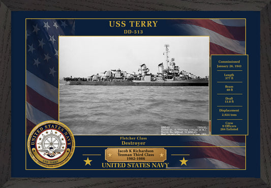 USS Terry DD-513 Framed Patriotic Photo