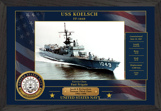 USS Koelsch FF-1049 Framed Patriotic Photo