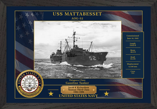 USS Mattabesset AOG-52 Framed Patriotic Photo