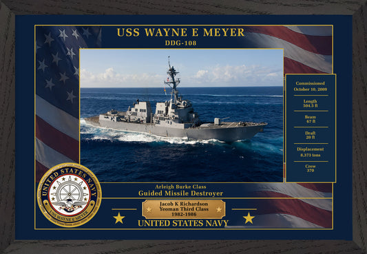 USS Wayne E Meyer DDG-108 Framed Patriotic Photo