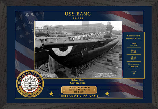 USS Bang SS-385 Framed Patriotic Photo