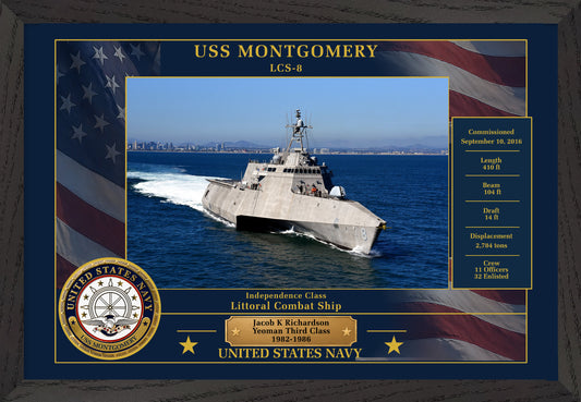 USS Montgomery LCS-8 Framed Patriotic Photo