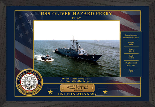 USS Oliver Hazard Perry FFG-7 Framed Patriotic Photo