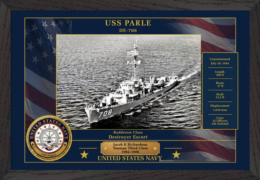 USS Parle DE-708 Framed Patriotic Photo
