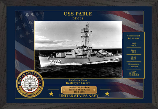 USS Parle DE-708 Framed Patriotic Photo