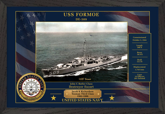 USS Formoe DE-509 Framed Patriotic Photo